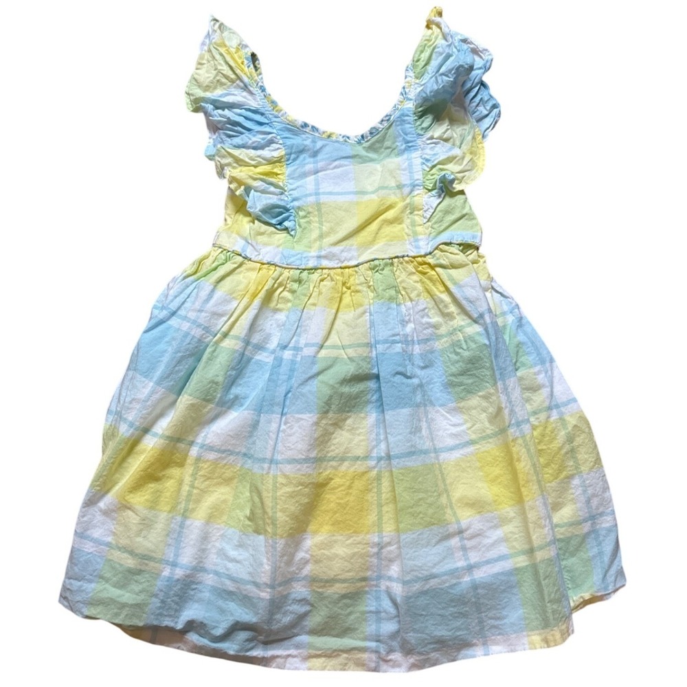 Tommy Bahama Plaid Dress Kids Yellow Excellent Ruffle Sleeve SIZE 2T